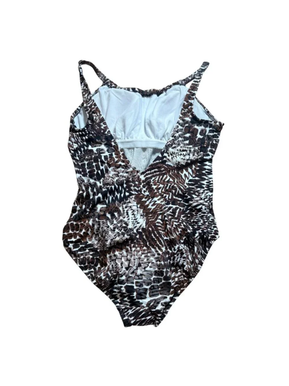 Swim Solutions Printed V-Back One-Piece Swimsuit Women's Size 10 - Picture 6 of 8
